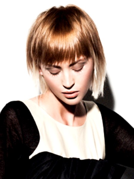 Blond jaw-length bob with layers