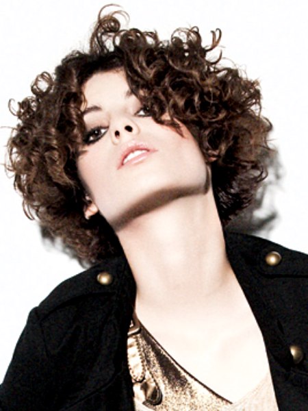 Short hair with layers and corkscrew curls