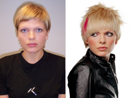 Makeover - Short blonde hair with long rounded bangs