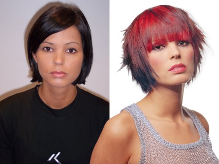 Makeover - Bob cut with a bright red hair color