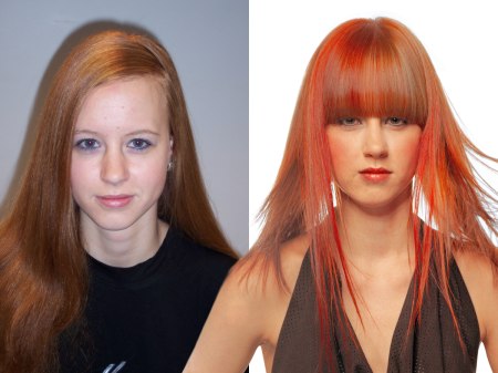 Makeover - Long red hair with bangs