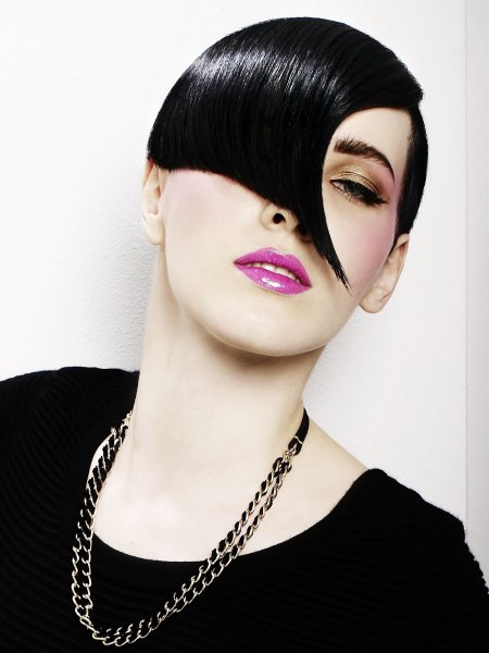 Yin-yang haircut for short black hair