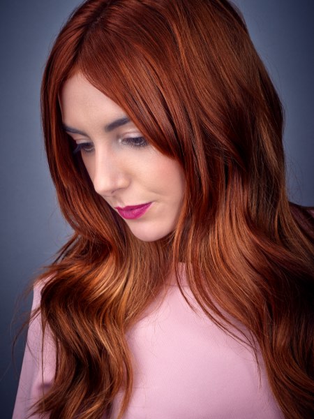 Red hair paired with pink clothes