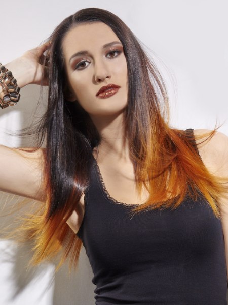 Long hair with ombré coloring