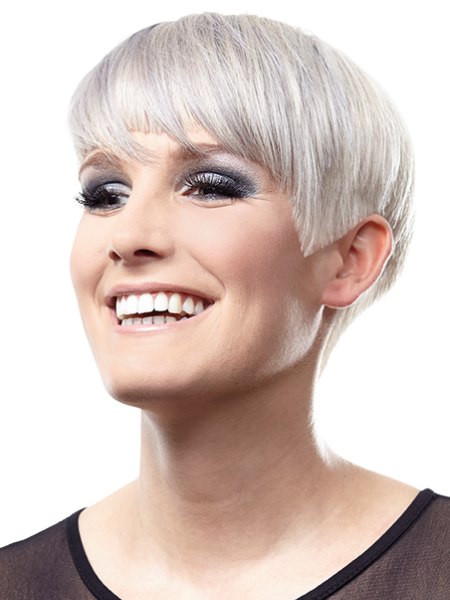 Pixie cut for hair with gray and silver shades