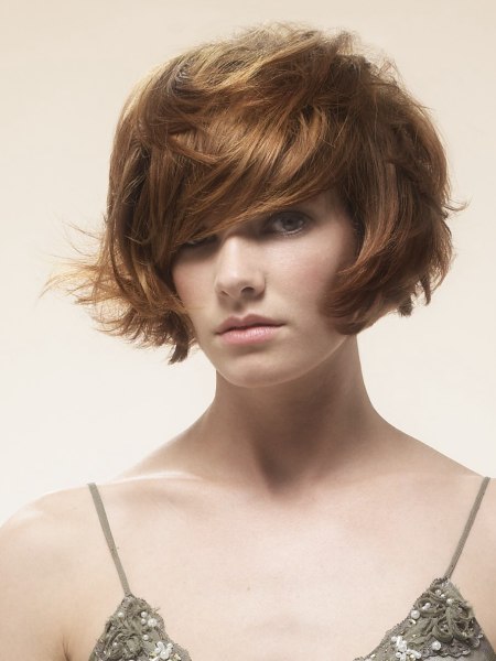 Chin length bob with body for thick mussed up short hair