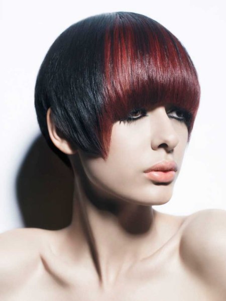 Short haircut with curved bangs