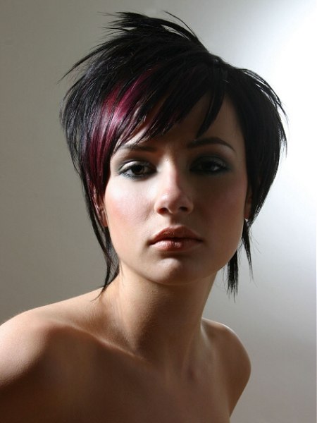 Short choppy hairstyle with razor-cut layering