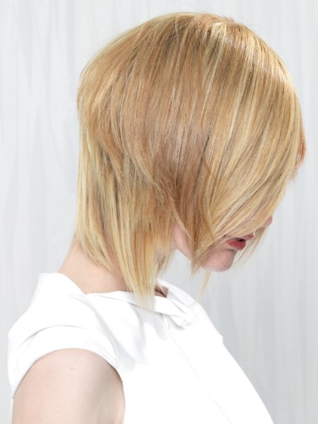 Forward angled blonde hair