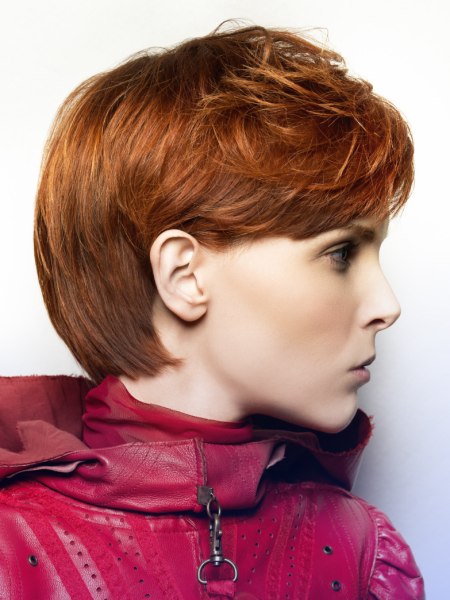 Short cut with exposed ears and a curved fringe