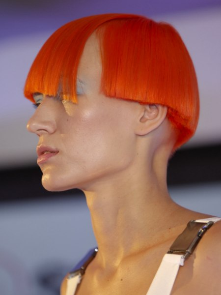 Hair colored in an orange shade