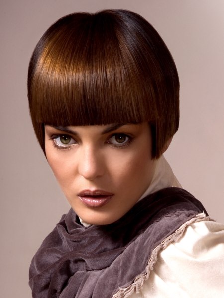 Chestnut bob hairstyle with clean lines