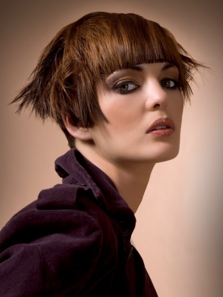 Short bob haircut styled with ruffing and puffing