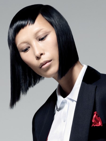 Sleek hair cut in a bob the Sassoon way