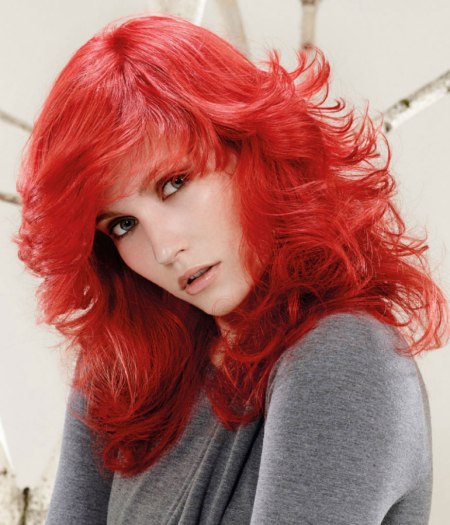 Long bright red hair