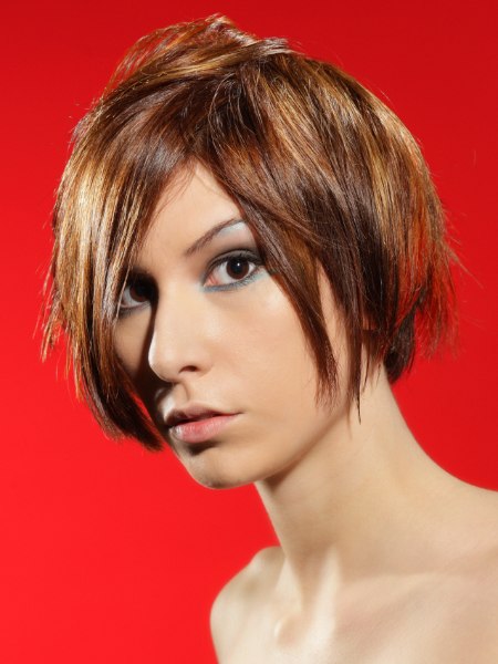 Bob hairstyle with a rounded silhouette and undercut hair