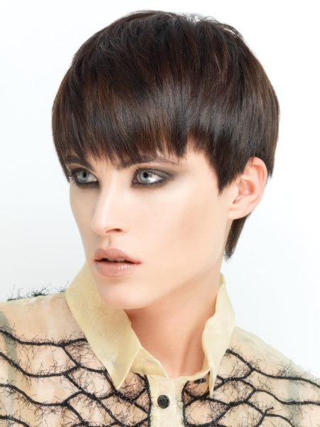 Modern pixie cut with an elongated neckline
