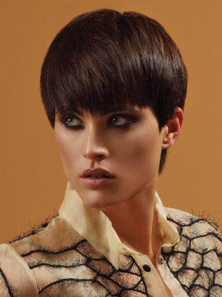 Short hairstyle with a sleek surface