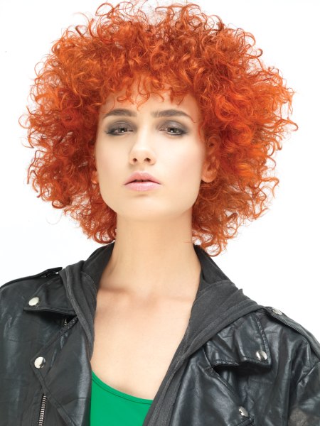 Short carrot copper hair with curls