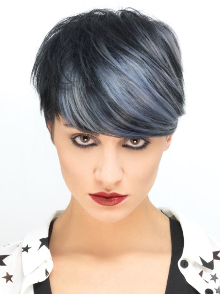 Black hair with silver streaks