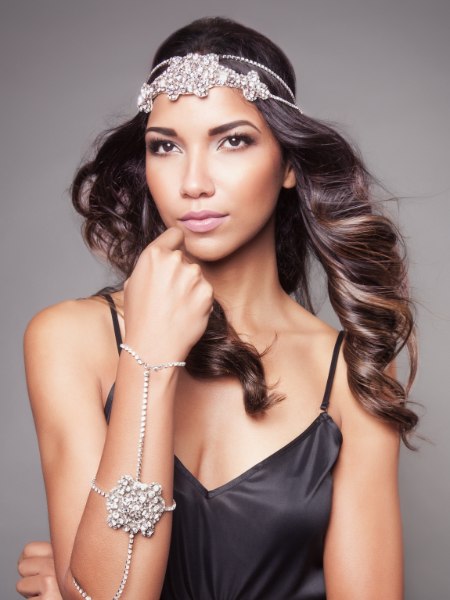 Headpiece and arm chain with crystals