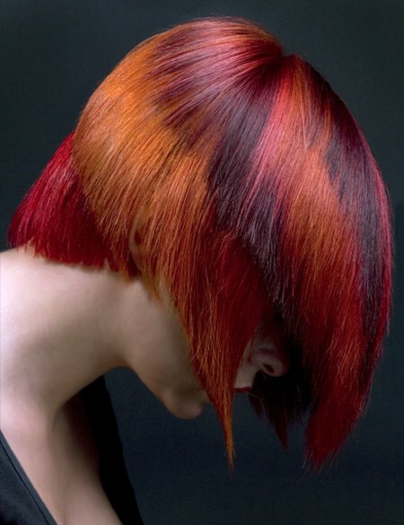 Short hair design with striking hair colors