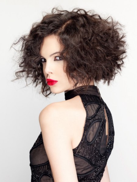 Chin-length bob with curls for volume