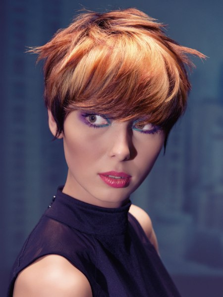 Perky short hair with color effects
