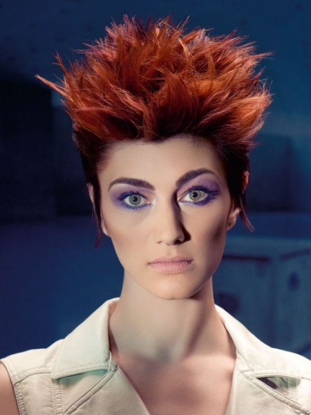 Short hair with high styling and sharp, pointy spikes