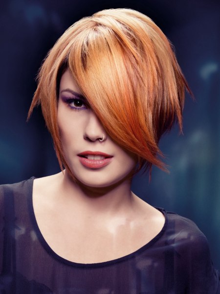 No-nonsense bob haircut with a short neck and rough styling