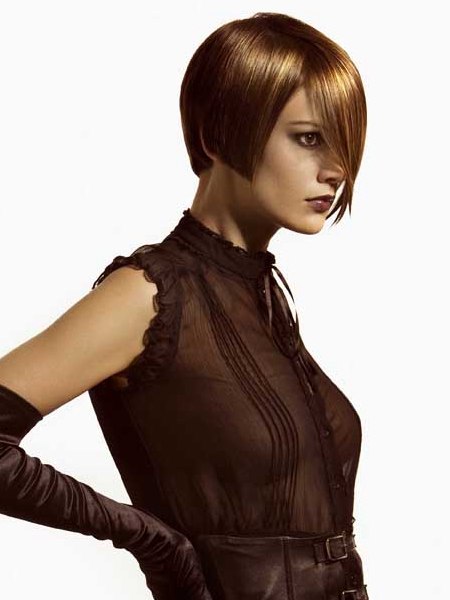 Perfectly cut short bob hairstyle with straight sides at jaw length