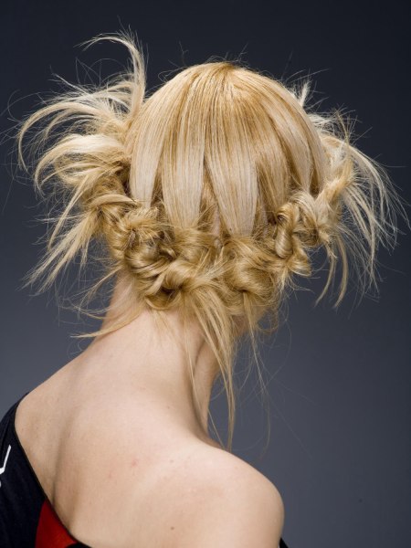 Hairstyle for a cocktail party or an outdoor wedding