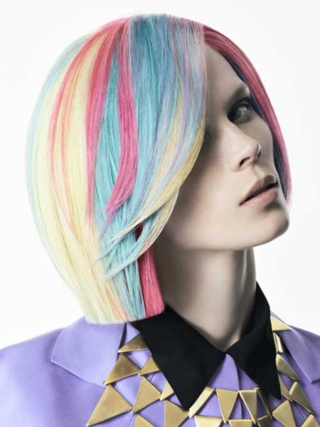 Medium-length bob with a rainbow of colors