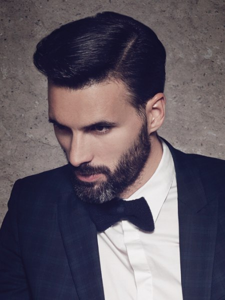 Fine hairstyle with pomade for men