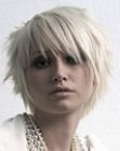 Short platinum blonde hair with razor cutting