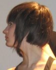 Sleek bob haircut with a shorter neck section