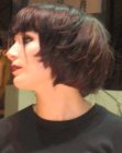 Short back-angled bob with irregular cutting lines