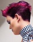 Very short hairstyle with a buzz cut neck for women