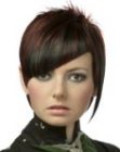 Short asymmetrical hairstyle with sharp angled bangs