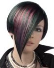 Short bob with an elongated forelock and hair color effects