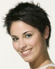 Very short hairstyle with layers and thin spikes