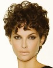 Short hairstyle with sausage curls and brushed back sides