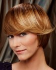Elegant bob with long bangs that have been flipped sideward