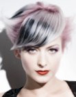 Short hair with a metallic pink color and petal bangs