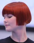 Intense red bob with a shorter back section