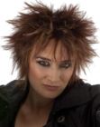 Extravagant women's hairstyle with spiky layers