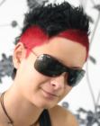 Punky short hair with two extreme hair colors