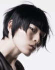 Short haircut with jagged ends for Asian hair