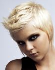 Tapered pixie cut with textured tips an a quiff