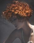 Short red hair with curls